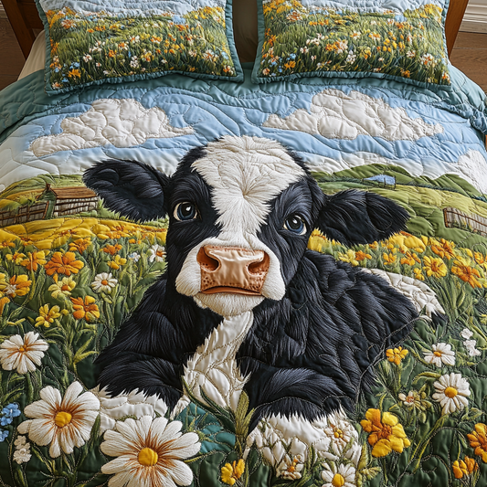 Moo Bliss 3-Piece Quilted Bedding Set NCU0DK6312