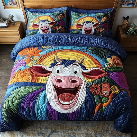 Moo Magic 3-Piece Quilted Bedding Set NCU0VH5467