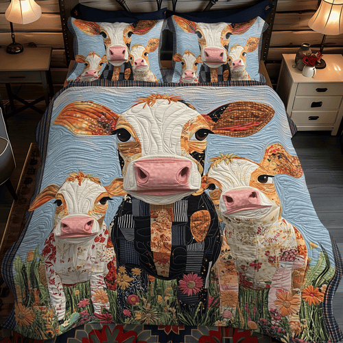 Moo Meadows 3-Piece Quilted Bedding Set NCU0TH1380