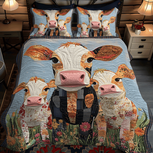 Moo Meadows 3-Piece Quilted Bedding Set NCU0TH1380