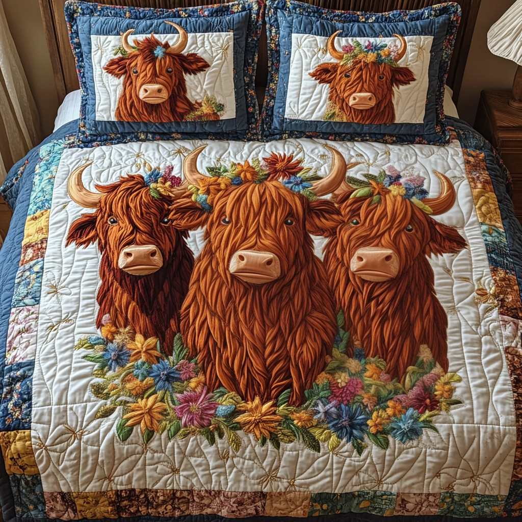 Moo Meadows 3-Piece Quilted Bedding Set NCU0VH1867