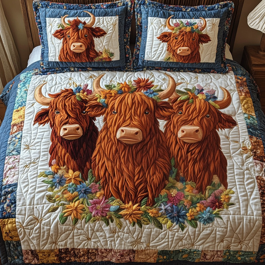 Moo Meadows 3-Piece Quilted Bedding Set NCU0VH1867