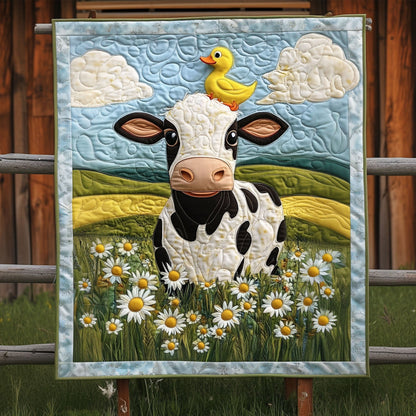 Mooing Among Flowers Quilted Blanket NCU0PT5743