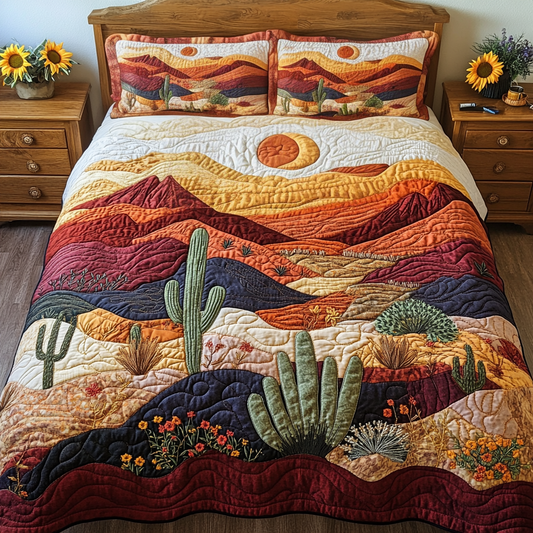 Moon Cactus 3-Piece Quilted Bedding Set NCU0VL1701