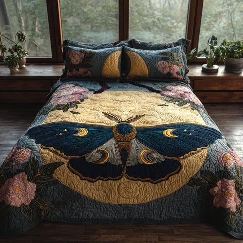 Moon Moth 3-Piece Quilted Bedding Set NCU0VL3752