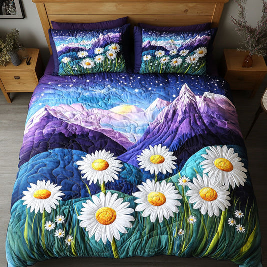 Moonlight Daisies 3-Piece Quilted Bedding Set NCU0NT6001