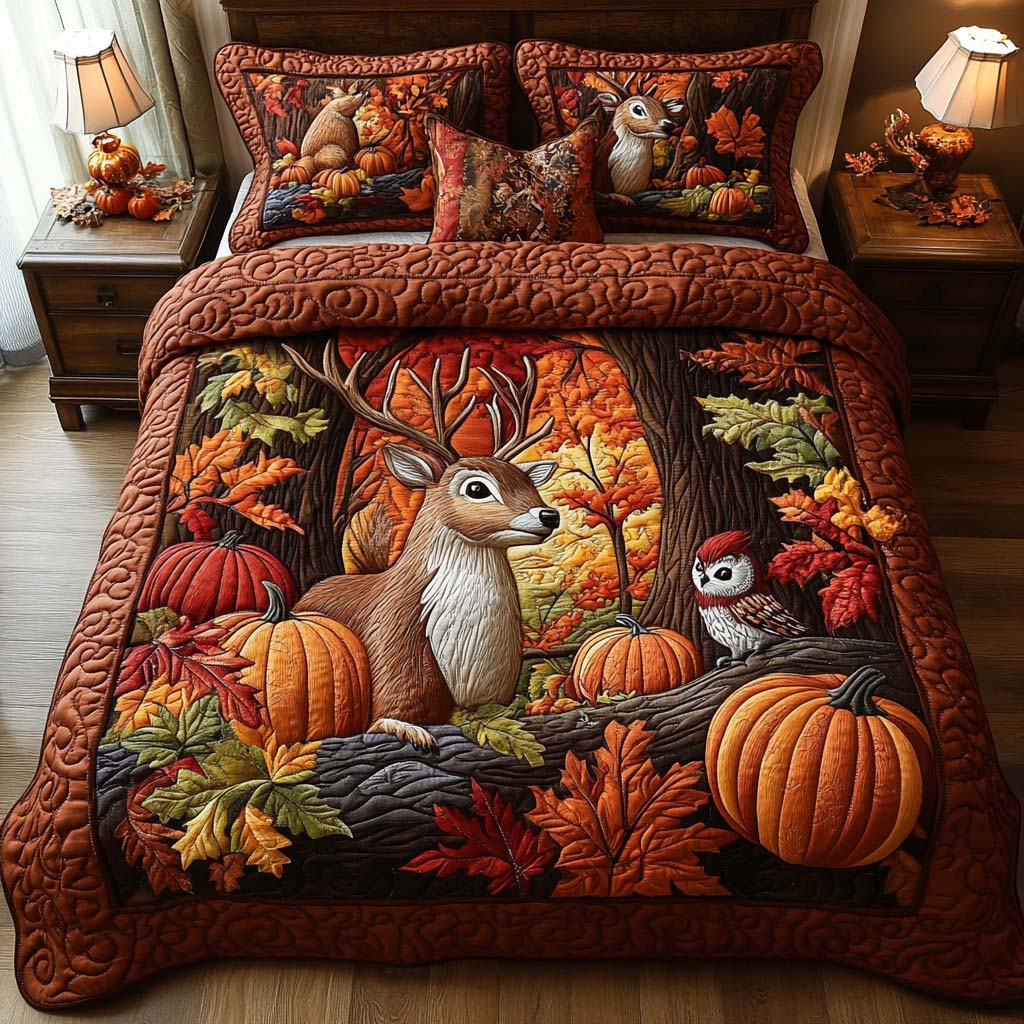 Moonlight Forest Walk 3-Piece Quilted Bedding Set NCU0NT8726