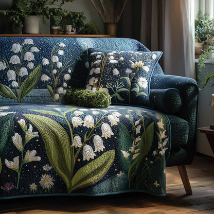 Moonlight Lilies Quilted Sofa Cover NCU0TH3631