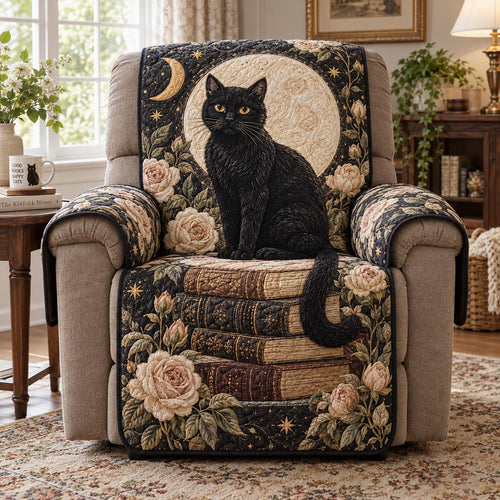 Moonlight Rose Black Cat Quilted Sofa Cover NCU0DV10247