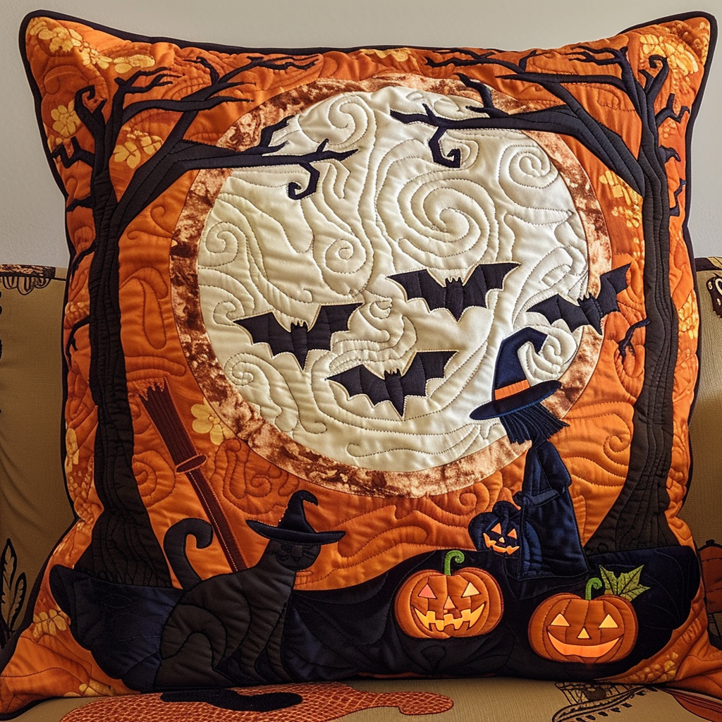 Moonlit Halloween Quilted Pillow Case NCU0NT031