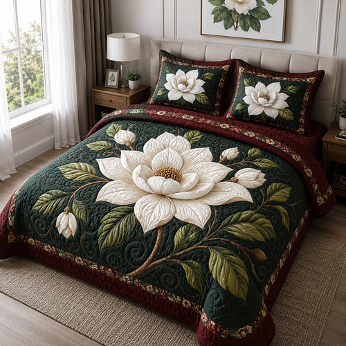Moonlit Petals 3-Piece Quilted Bedding Set NCU0DV3627