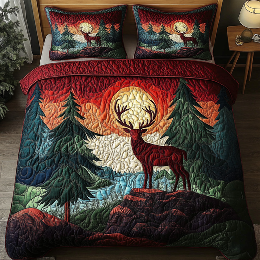 Moonlit Antlers 3-Piece Quilted Bedding Set NCU0VH2883