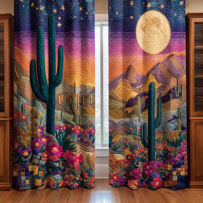 Moonlit Cactus Night Quilted Curtains NCU0XD1994