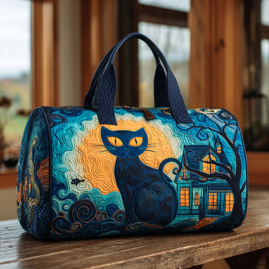 Moonlit Cat Quilted Duffle Bag NCU0XD398