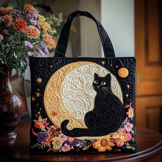 Moonlit Cat Quilted Tote Bag NCU0NT10358