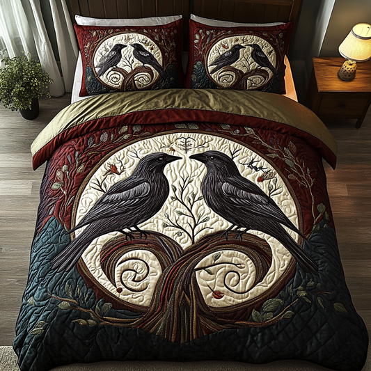 Moonlit Caw 3-Piece Quilted Bedding Set NCU0DK4974