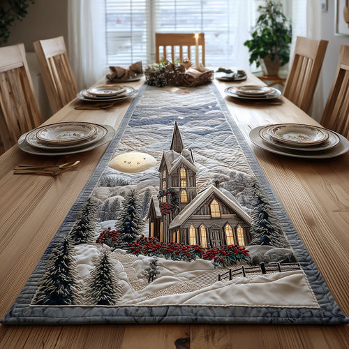 Moonlit Chapel Light Quilted Table Runner NCU0TH3886