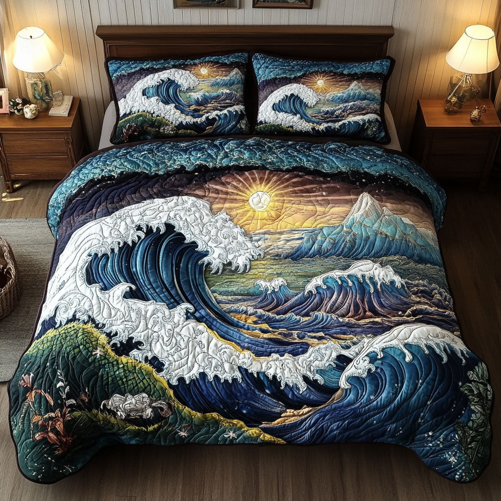 Moonlit Currents 3-Piece Quilted Bedding Set NCU0PT5108