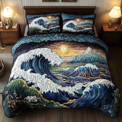 Moonlit Currents 3-Piece Quilted Bedding Set NCU0PT5108