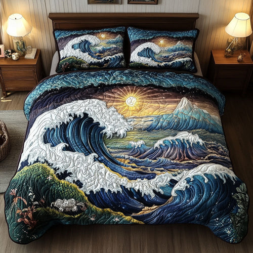 Moonlit Currents 3-Piece Quilted Bedding Set NCU0PT5108