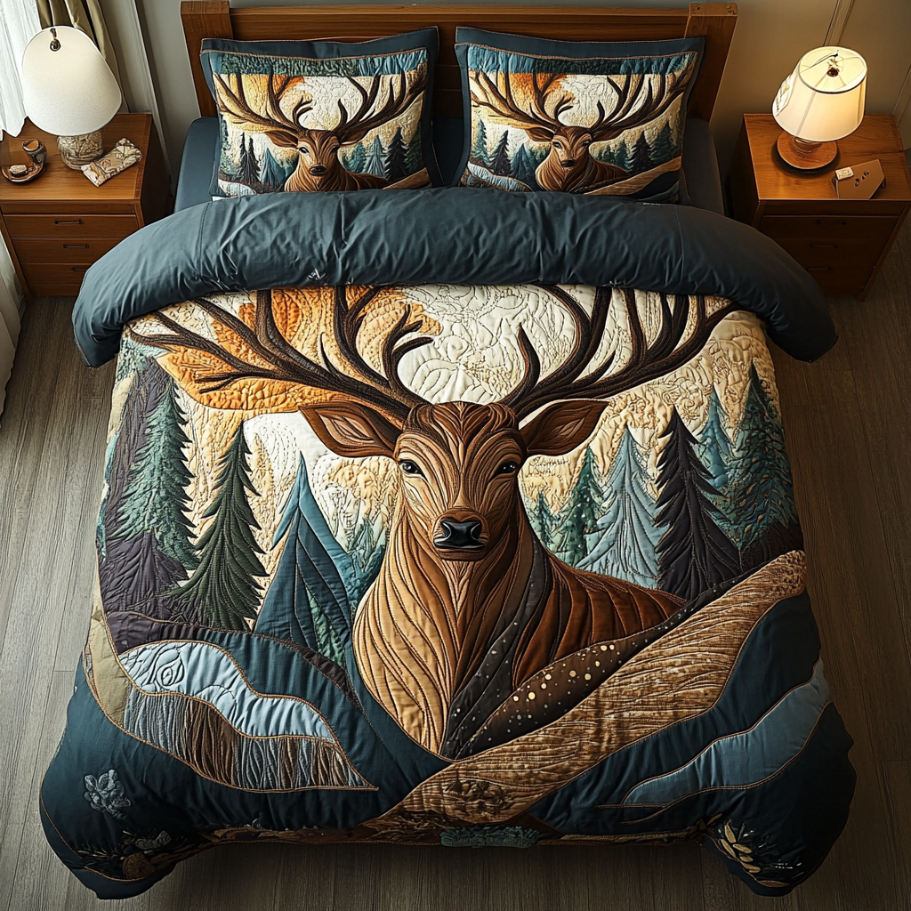 Moonlit Doe 3-Piece Quilted Bedding Set NCU0DK4898