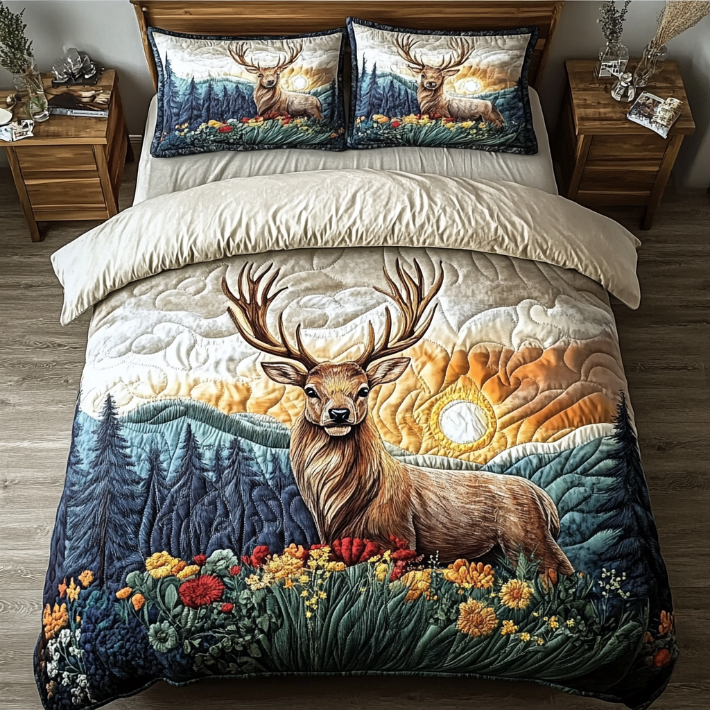 Moonlit Doe 3-Piece Quilted Bedding Set NCU0DK4944
