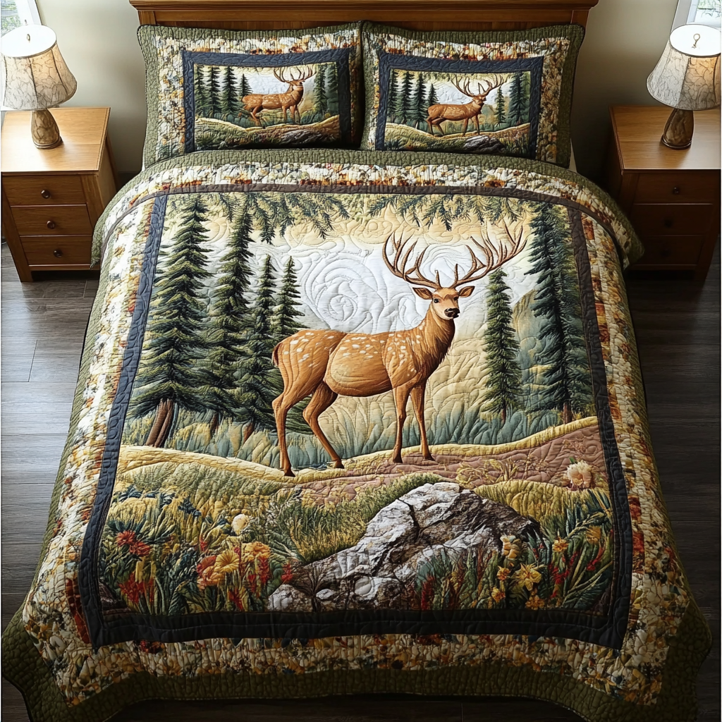 Moonlit Doe 3-Piece Quilted Bedding Set NCU0DK5674
