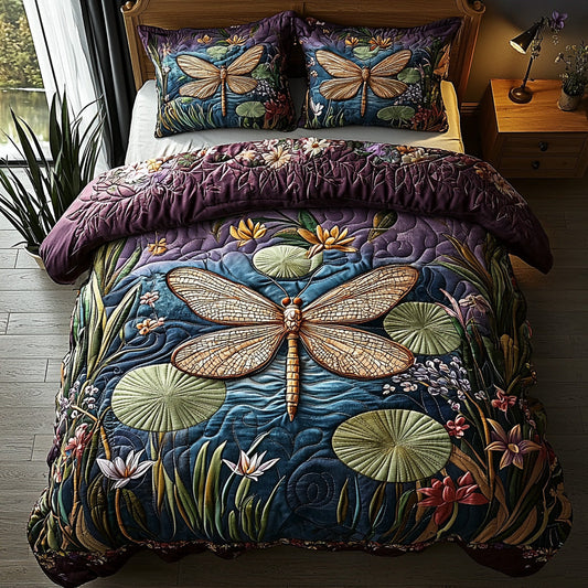 Moonlit Dragonfly 3-Piece Quilted Bedding Set NCU0DV6538