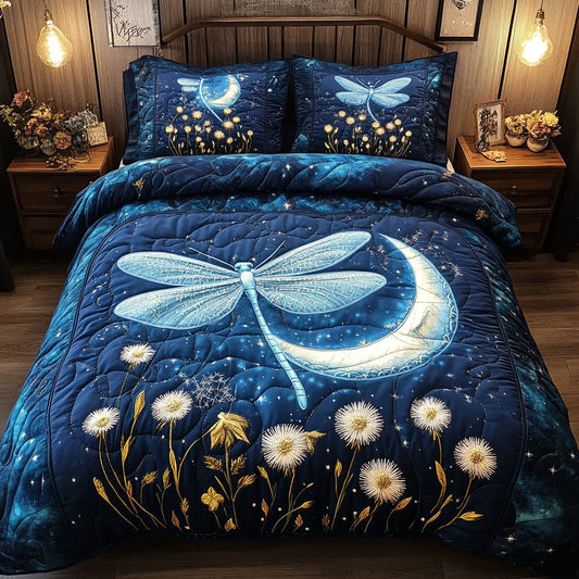 Moonlit Dragonfly 3-Piece Quilted Bedding Set NCU0NT5404