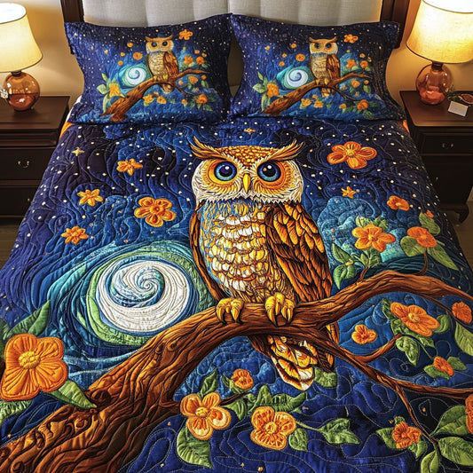 Moonlit Eyes 3-Piece Quilted Bedding Set NCU0NT2688