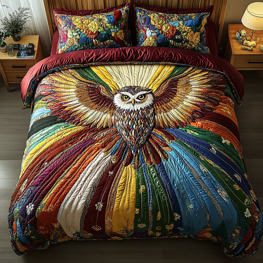 Moonlit Feathers 3-Piece Quilted Bedding Set NCU0DV3264