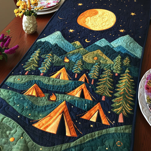 Moonlit Forest Tents Quilted Table Runner NCU0NT5089
