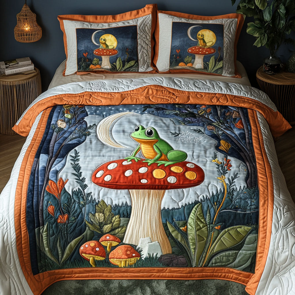 Moonlit Frog 3-Piece Quilted Bedding Set NCU0NT3145