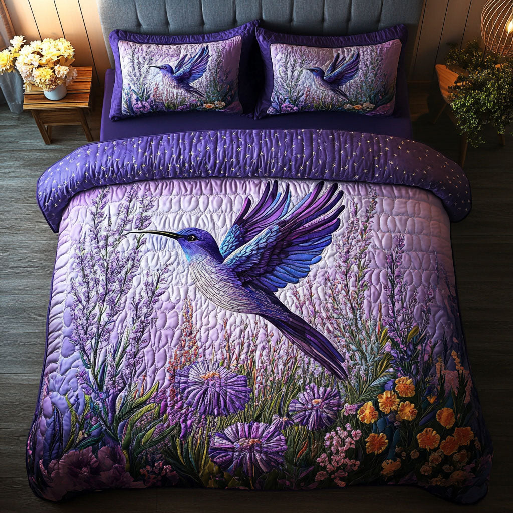 Moonlit Hummingbirds 3-Piece Quilted Bedding Set NCU0NT4801