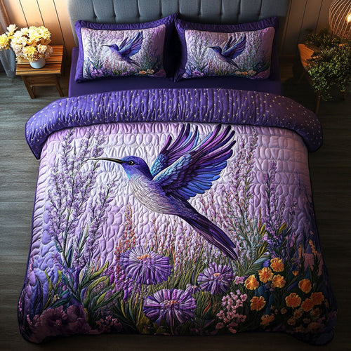 Moonlit Hummingbirds 3-Piece Quilted Bedding Set NCU0NT4801
