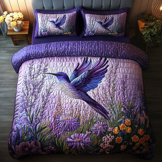 Moonlit Hummingbirds 3-Piece Quilted Bedding Set NCU0NT4801