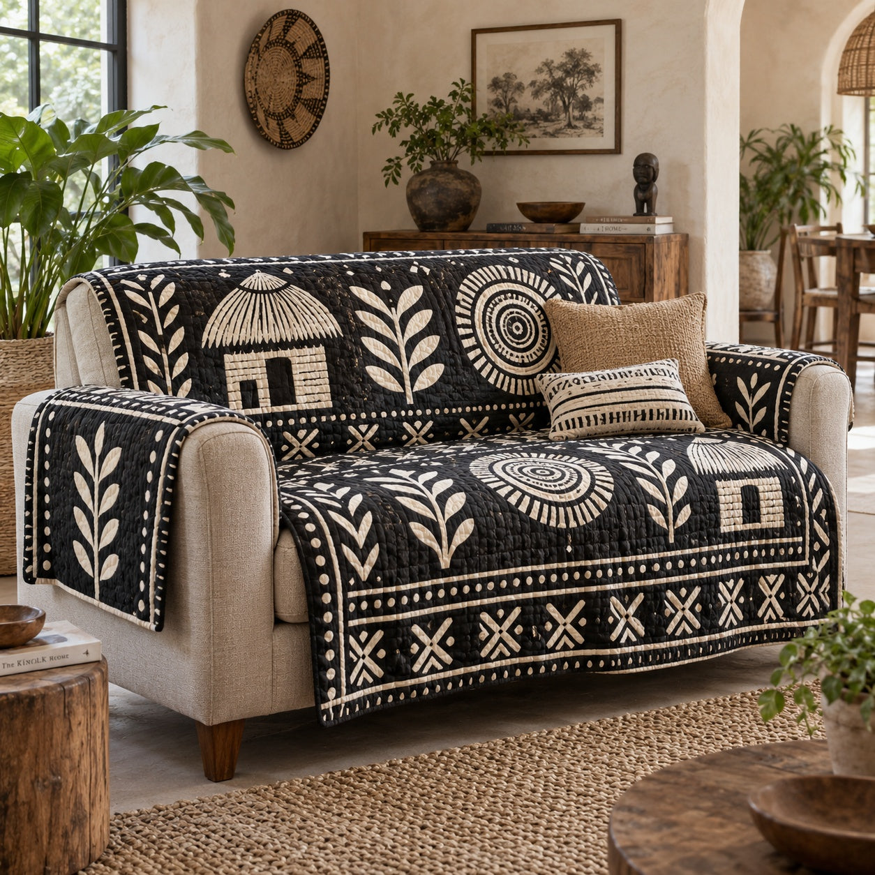 Moonlit Hut Quilted Sofa Cover NCU0VL4028