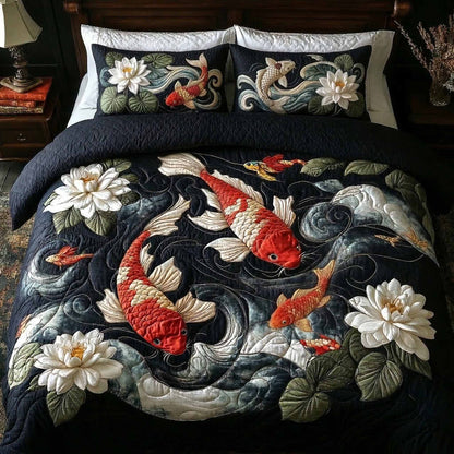 Moonlit Koi 3-Piece Quilted Bedding Set NCU0XD2635