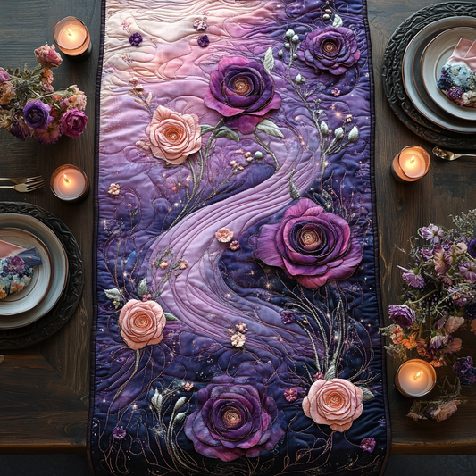 Moonlit Lilac Roses Quilted Table Runner NCU0DV3800