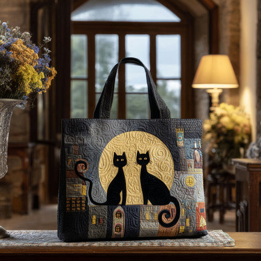 Moonlit Meow Quilted Tote Bag NCU0PT8892