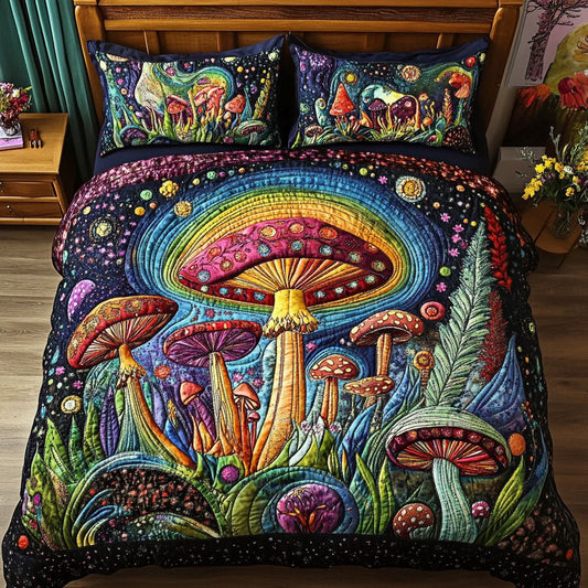 Moonlit Mushrooms 3-Piece Quilted Bedding Set NCU0PT3954
