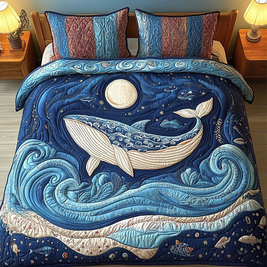 Moonlit Ocean Symphony 3-Piece Quilted Bedding Set NCU0NT2863