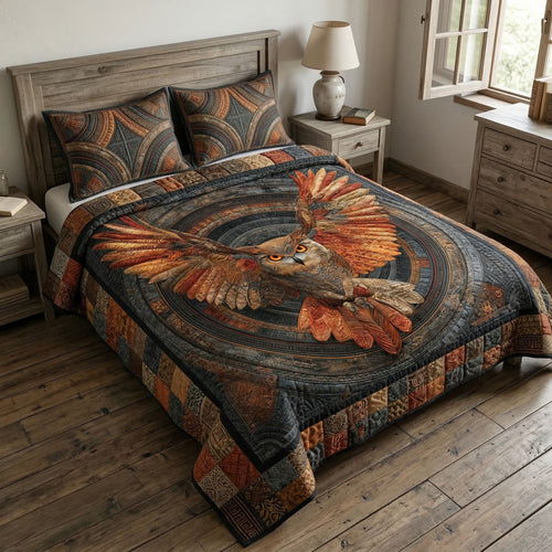 Moonlit Owl 3-Piece Quilted Bedding Set NCU0NT12541