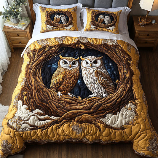 Moonlit Owls 3-Piece Quilted Bedding Set NCU0NT4743