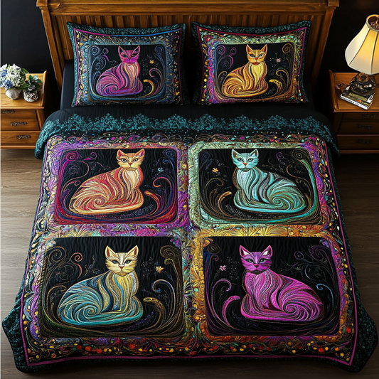 Moonlit Paws 3-Piece Quilted Bedding Set NCU0DK5677