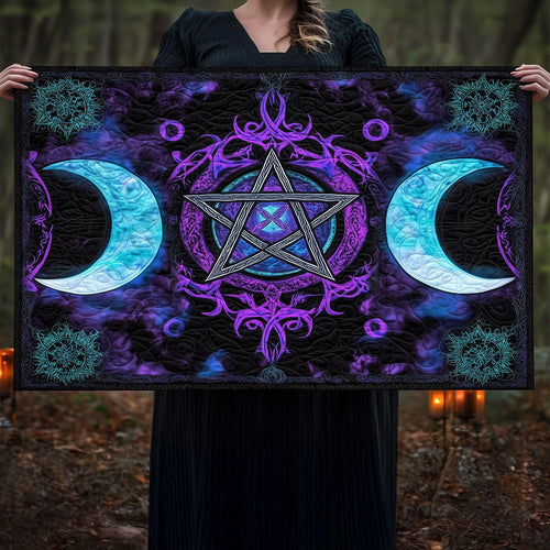 Moonlit Pentacle Bloom Quilted Table Runner NCU0PT3356