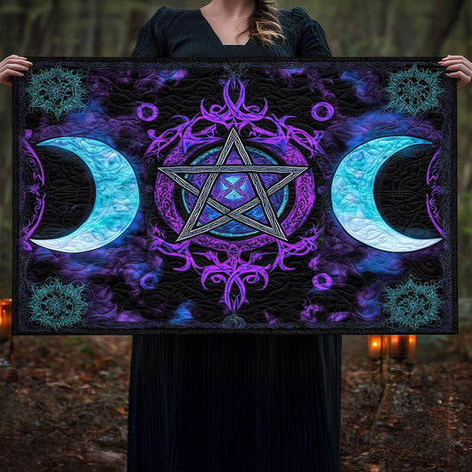 Moonlit Pentacle Bloom Quilted Table Runner NCU0PT3356