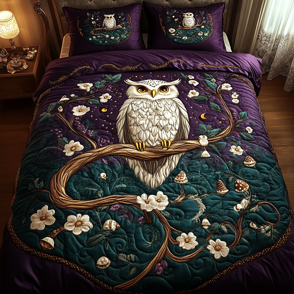 Moonlit Perch 3-Piece Quilted Bedding Set NCU0DK2840