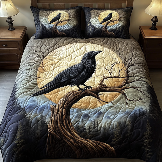 Moonlit Raven 3-Piece Quilted Bedding Set NCU0VH2060