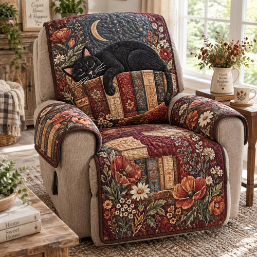 Moonlit Reading Cat Quilted Sofa Cover NCU0DV10246